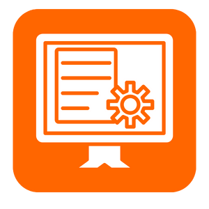 graphic of a computer on an orange background