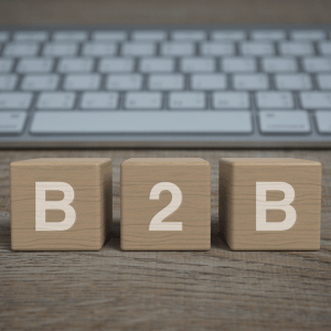 blocks on a desk that spell B2B